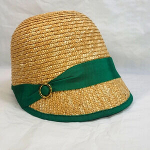 Straw Hat With Green Ribbon By Eugenia Kim
